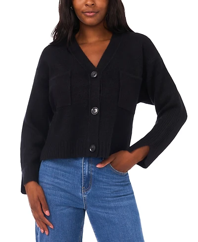 1.state Women's Cropped V-Neck Oversized Cardigan