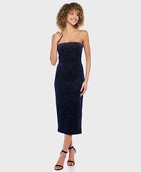 Alex & Sophia Junior's Velvet with Stones Strapless Dress