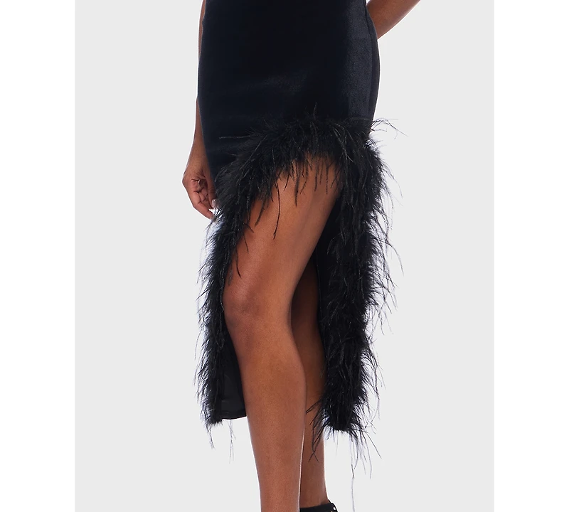 Alex & Sophia Junior's Strapless Midi Feather Dress