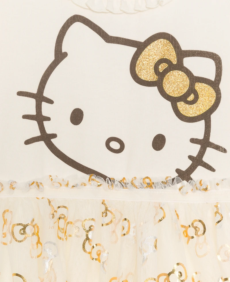 Hello Kitty Girls 2T-6X Long Sleeve Ruffle-Trim Dress