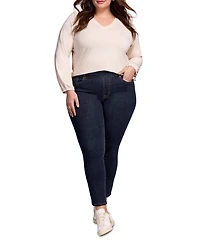 Tribal Plus Audrey Mid Rise Pull-On Slim Ankle Glitter Jeans