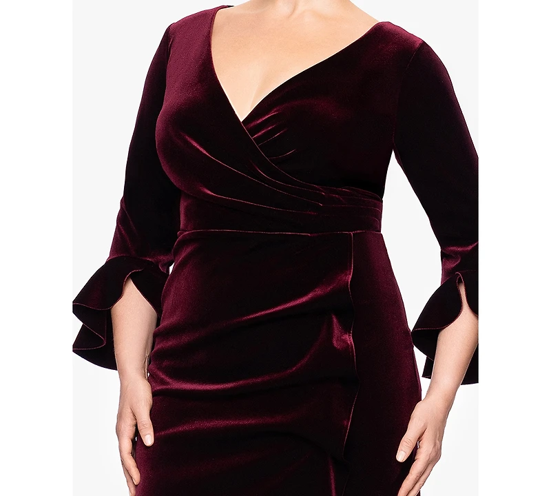 Betsy & Adam Plus Sheath Long Sleeves Dress