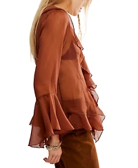 Free People Women's Ruffle Design Bell Sleeve Top