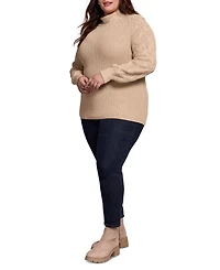 Tribal Plus Size Cable Knit Mock Neck Sweater