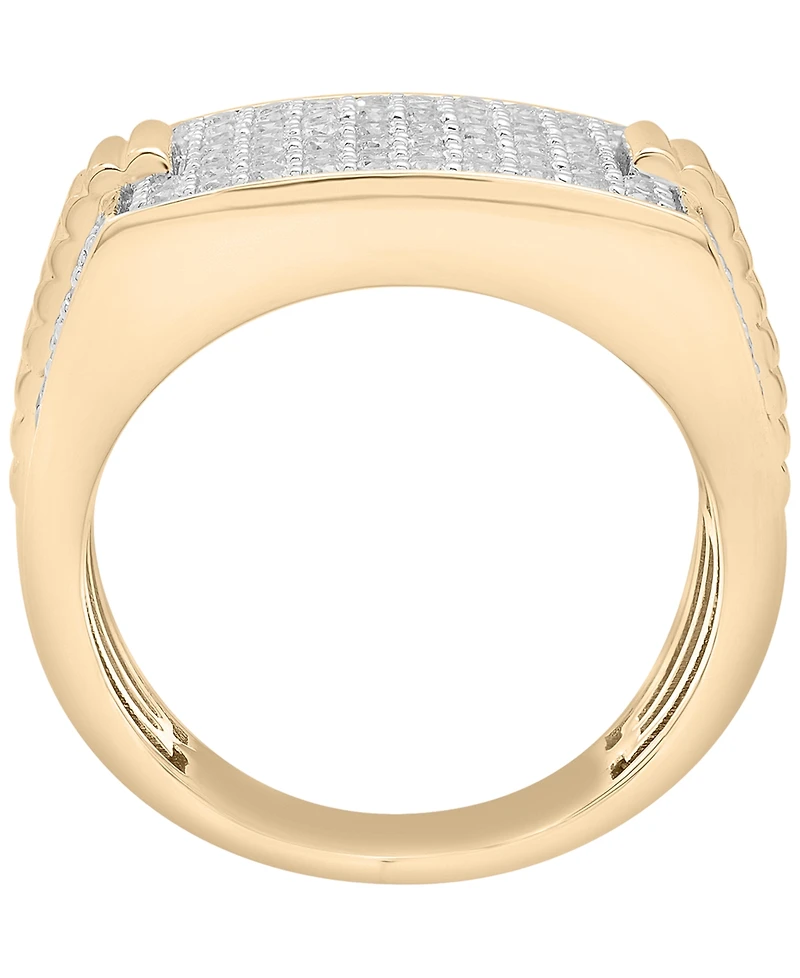 Macy's Men's Diamond (1 ct. t.w.) Multi-Row Ring in 10K Yellow Gold