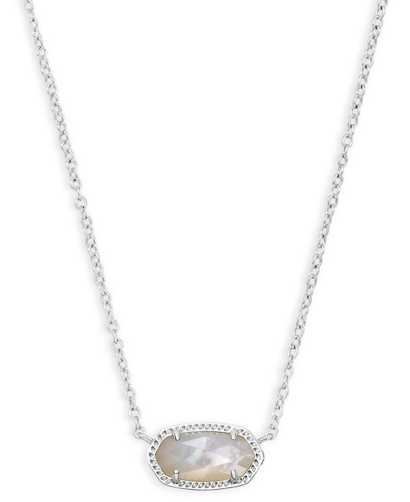 Kendra Scott 2-Piece Imitation Pearl Elisa Pendant Necklace and Mikki Huggie Earrings in Silver-Tone Rhodium Over Brass Set