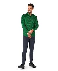 OppoSuits Men's Bright Berry Shirt - Perfect For Christmas Xmas Parties Including 1 Button-Up Green Long sleeve