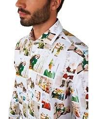 OppoSuits Men's Elf Christmas Shirt - Party Stylish Button-Up White Long sleeve