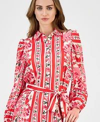 Anne Klein Women's Printed Flounce-Hem Shirtdress