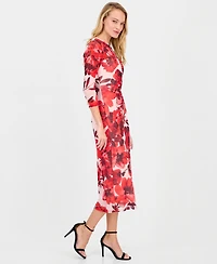 Anne Klein Women's Side-Ruched 3/4-Sleeve Midi Dress