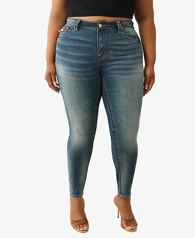 True Religion Women's Plus Jennie Skinny Mid Rise Super T Jean