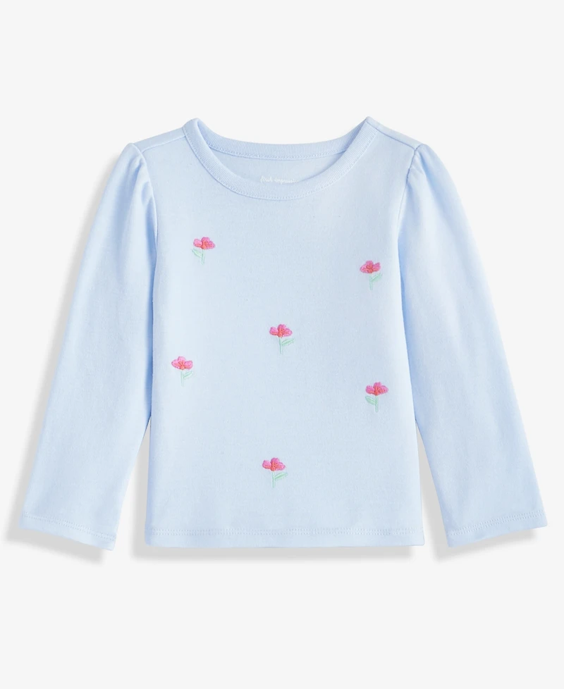 First Impressions Baby Girls Long-Sleeve Embroidered Flowers T-Shirt, Macy's Exclusive