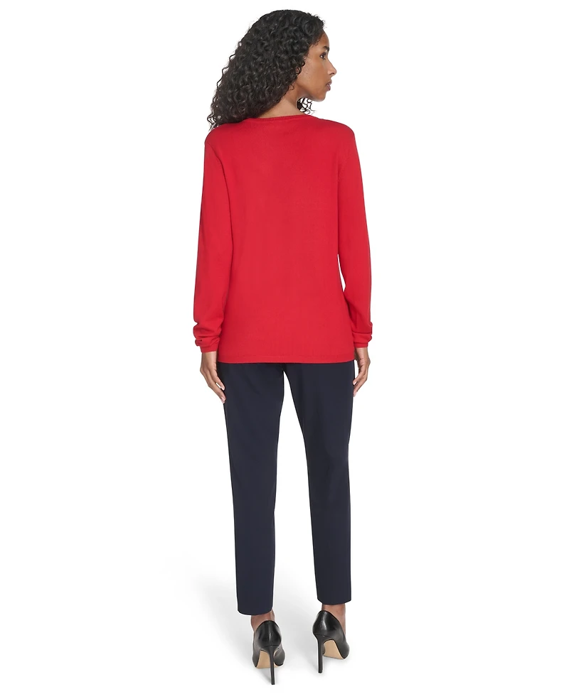Tommy Hilfiger Women's V-Neck Cable Sweater