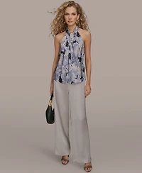 Donna Karan New York Women's Printed Twist Halter Neck Top