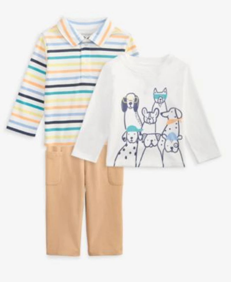 First Impressions Baby Boys Toddler 2t 4t Striped Polo Shirt Stylish Pups T Shirt Cargo Pants Macys Exclusive