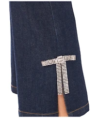 CeCe Women's Cropped Flare Bow Detail Mid Rise Jeans