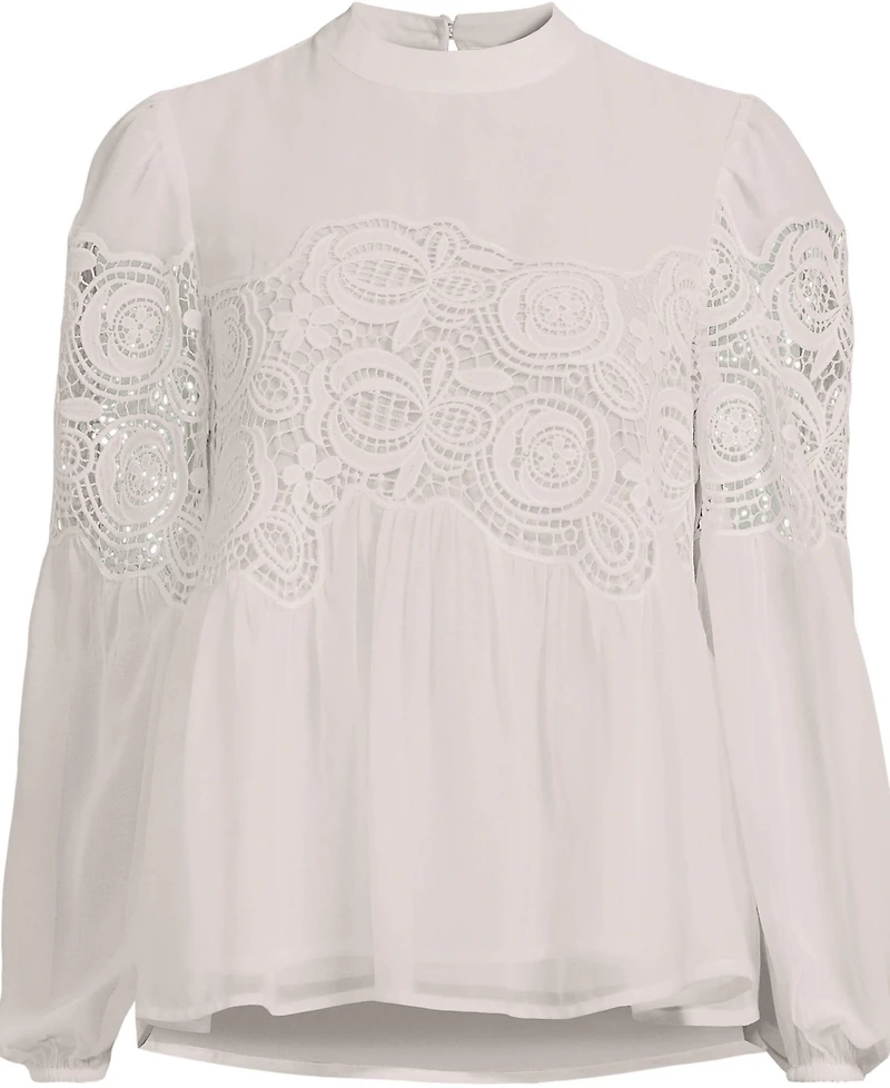 Lands' End Women's Chiffon and Lace Blouse