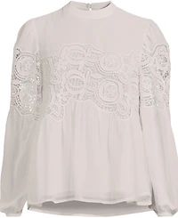 Lands' End Women's Chiffon and Lace Blouse