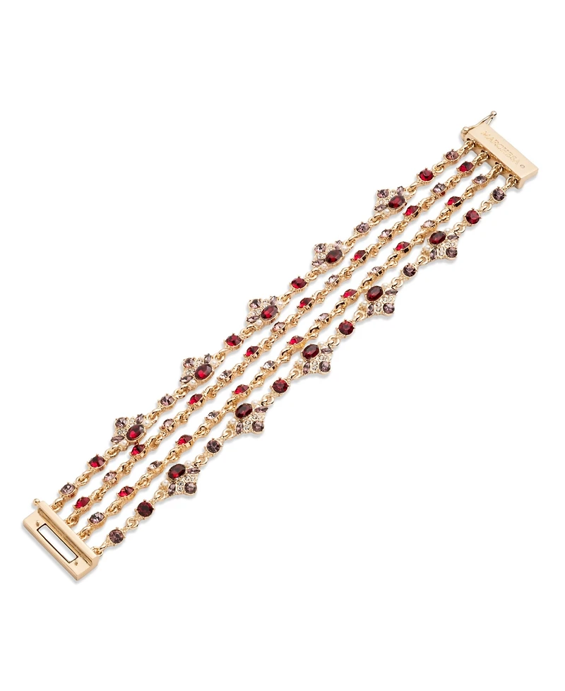 Marchesa Imitation Pearl, Glass and Epoxy Stones Drama Multirow Flex Bracelet