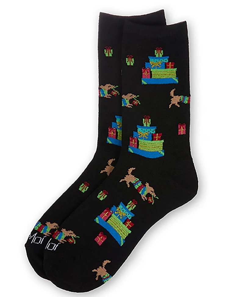 MeMoi Women's Pile Of Gifts Holiday Crew Socks