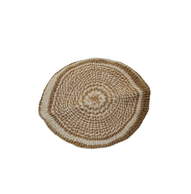 Sawa Sawa Rooted in Life Basket – Handwoven Brown & White Sisal Tote with Leather Trim