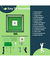 10x10x10FT Golf Practice Net Cage with Metal Frame, Backyard Golf Hitting Net Kit, Durable Batting Cage Netting for Home Golf Training and Simulators