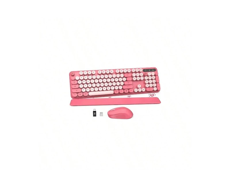 risokeys Wireless Keyboard and Mouse Combo - Round Keycaps, 2.4GHz Full-Size Keyboard with Detachable Wrist Rest, Sleep Mode Tilt, Pc