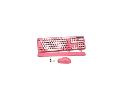 risokeys Wireless Keyboard and Mouse Combo - Round Keycaps, 2.4GHz Full-Size Keyboard with Detachable Wrist Rest, Sleep Mode Tilt, Pc