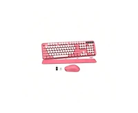 risokeys Wireless Keyboard and Mouse Combo - Round Keycaps, 2.4GHz Full-Size Keyboard with Detachable Wrist Rest, Sleep Mode Tilt, Pc
