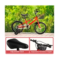 Artudatech 16" Children Bicycle Toddlers Bike with Training Wheels Basket Kickstand Red