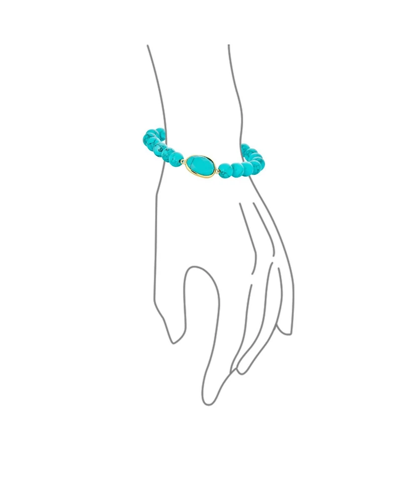 Bling Jewelry Set of 2 Boho Faceted Large Center Natural 8MM Ball Bead Stone Stretch Bracelet