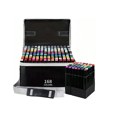 Htutwoo 168 Color Art Markers Set - Vibrant, Blendable, And Non-Staining Markers For Art Beginners