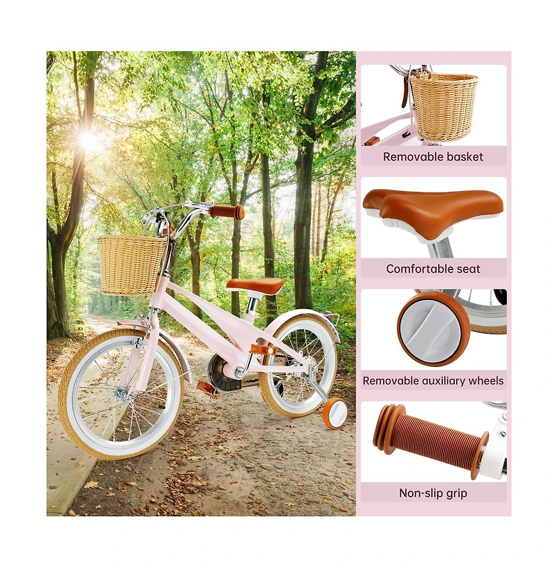 Artudatech 16-Inch Kids Bike for Ages 5-9 with Lightweight Magnesium Frame, Training Wheels & Dual Brakes for Safe Riding