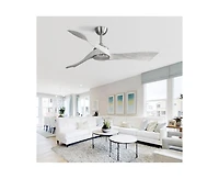 52-inch Modern Sand Nickel 3 Solid Wood Blade Ceiling Fan with Six Speed Remote Control and Forward Reverse Function