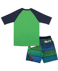 Mario Little Boys Super Luigi Short Sleeve T-Shirt and Trunks Swim Outfit Set