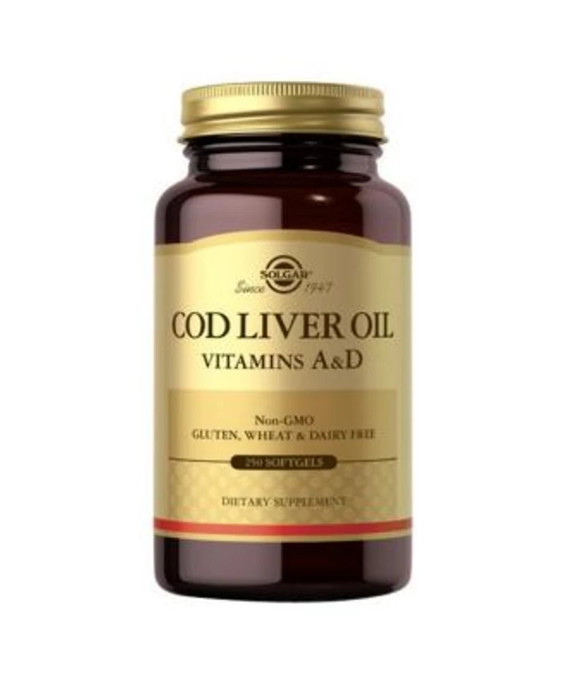 Solgar Norwegian Cod Liver Oil Softgels Vitamin A D Supplement 250 Soft Gels