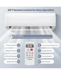 Gymax 9000 Mini Btu Split Air Conditioner & Heater Wall Mount Ac Unit w/ Remote Control
