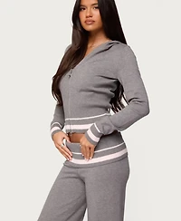 Edikted Women's Kaliya Stripey Knit Zip Up Hoodie