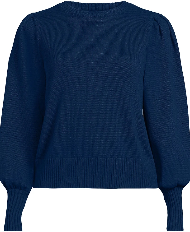 Lands' End Plus Drifter Puff Sleeve Crew Neck Sweater