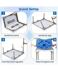 Sugift 35 Inch 4 Player Game Card Folding Mahjong Table with Cup Holders