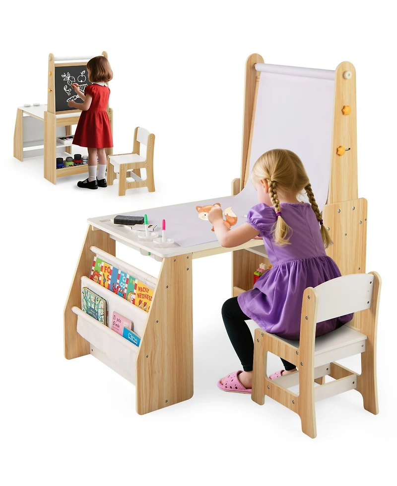 Sugift Kids Art Table and Chair Set with Easel and Chair for Drawing Reading