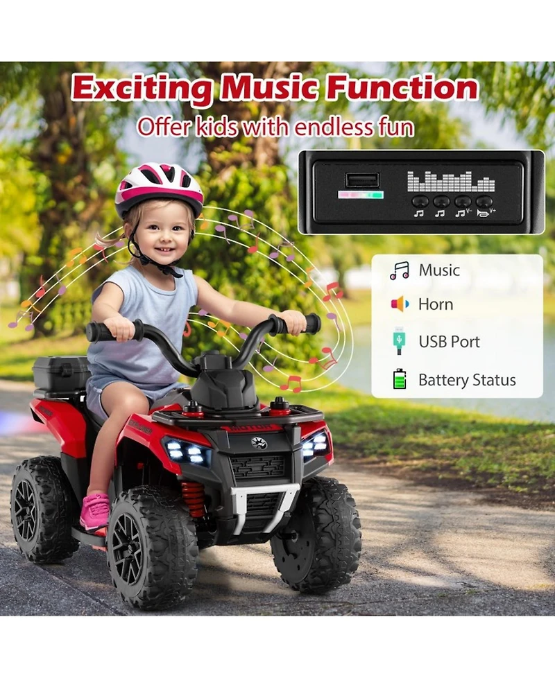 SUGIFT6V Kids Ride On Atv with Spray Function and Storage Box with Music