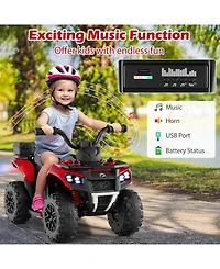 SUGIFT6V Kids Ride On Atv with Spray Function and Storage Box with Music