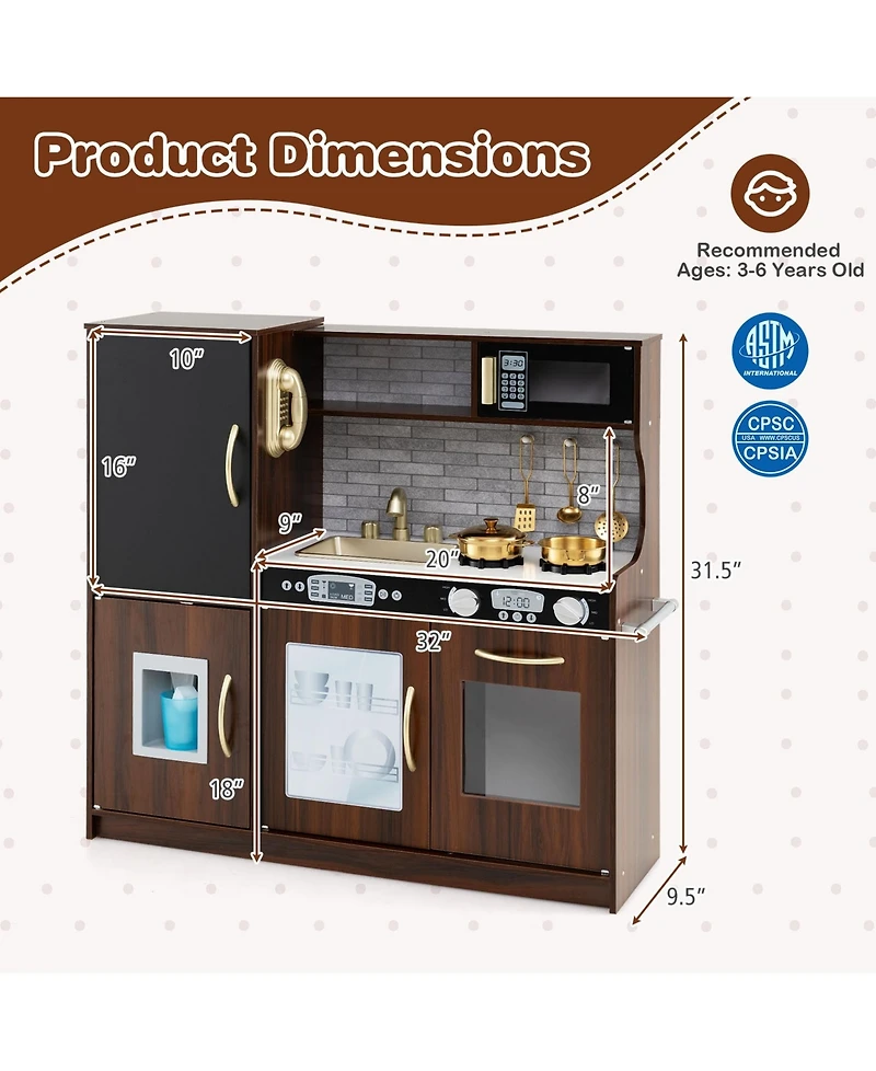 Sugift Toddler Pretend Play Kitchen for Boys and Girls 3-6 Years Old
