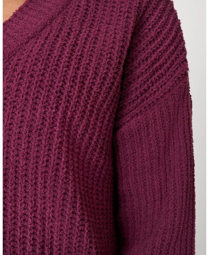 Cable & Gauge Women's Cozy Luxe Lounge V-Neck Sweater