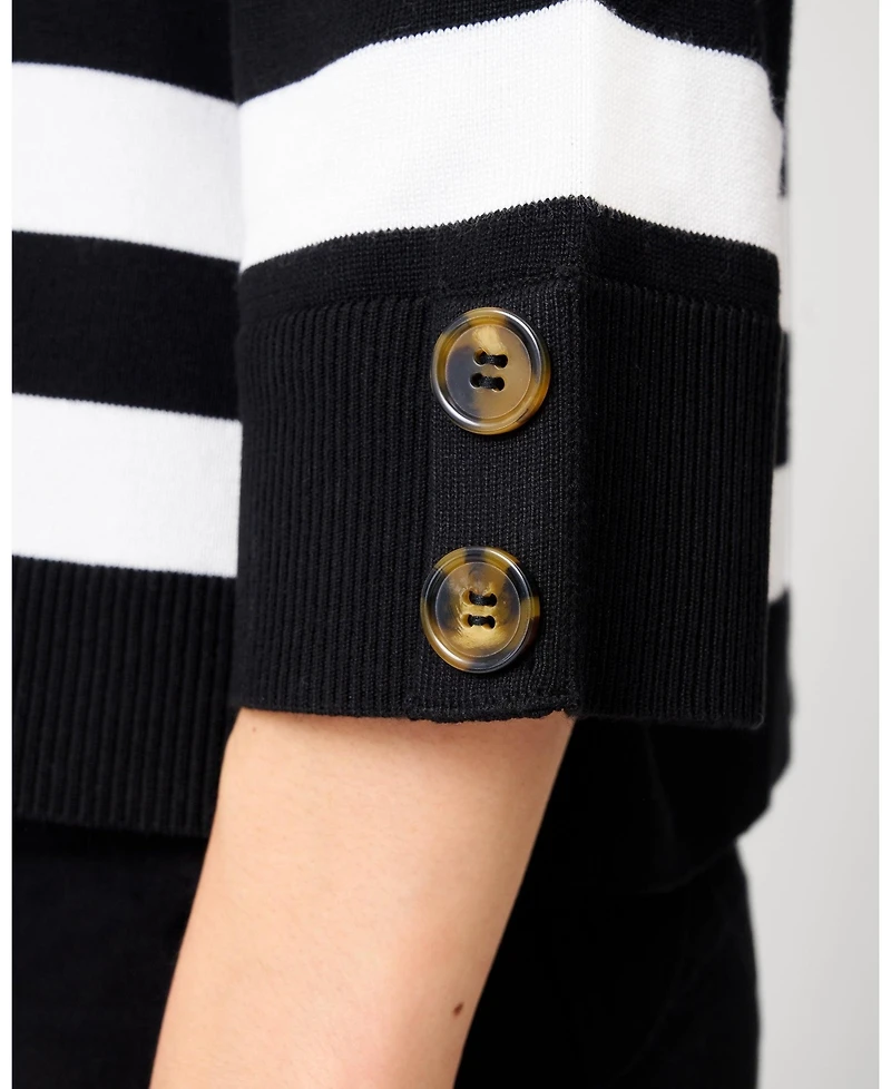 Cable & Gauge Women's Stripe Drop Shoulder Sweater