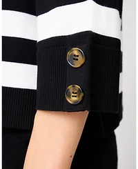 Cable & Gauge Women's Stripe Drop Shoulder Sweater