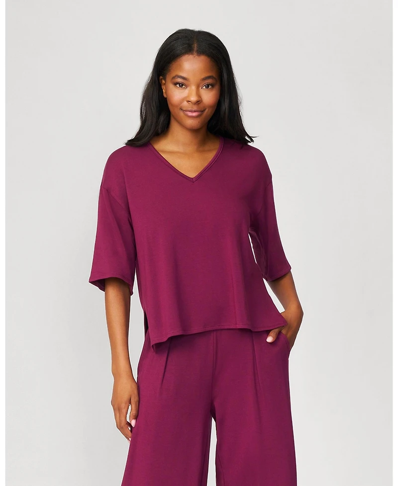 Cable & Gauge Women's V-Neck Kimono Ultra Soft Terry Top