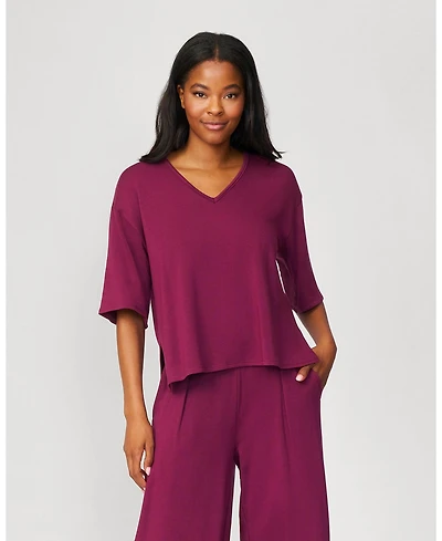 Cable & Gauge Women's V-Neck Kimono Ultra Soft Terry Top