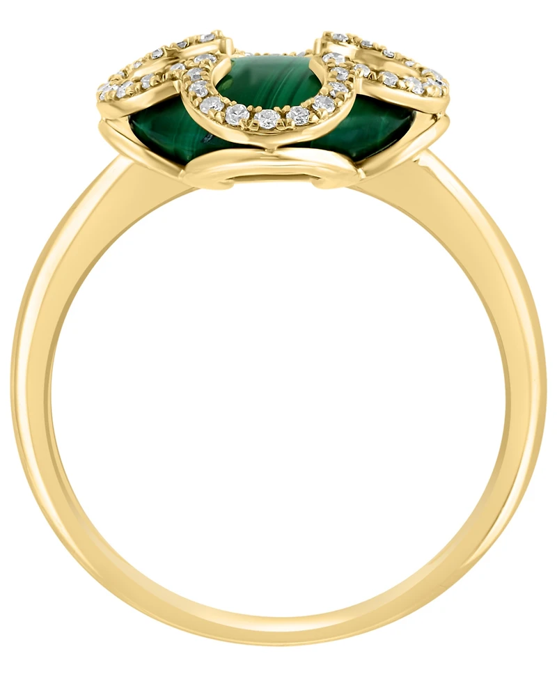 Effy Collection Diamond (1/8 ct. t.w.) and Malachite Ring in 14K Yellow Gold